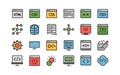 Colorful programming and web development icons representing html css and various coding technologies Royalty Free Stock Photo