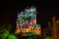 Colorful projections on The Hollywood Tower Hotel at Hollywood Studios 12