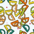 Colorful Protractor Ruler background. Back to school