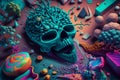 Psychedelic trip into wellness and escapism with surrealis and vibrant trippy illustrations