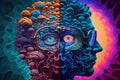 Psychedelic trip into wellness and escapism with surrealis and vibrant trippy illustrations