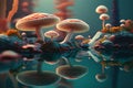 Psychedelic mushrooms trip into wellness and escapism with surrealis and vibrant trippy illustrations