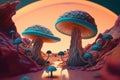 Psychedelic mushrooms trip into wellness and escapism with surrealis and vibrant trippy illustrations