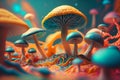 Psychedelic mushrooms trip into wellness and escapism with surrealis and vibrant trippy illustrations