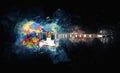 Colorful psychedelic rock guitar Royalty Free Stock Photo