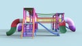 A colorful public playground with clipping path. 3D illustration render Royalty Free Stock Photo
