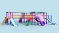 A colorful public playground with clipping path. 3D illustration render Royalty Free Stock Photo