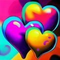 Colorful Puffed Hearts