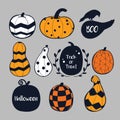 Colorful pumpkins, Halloween set