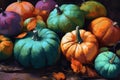 Colorful pumpkins harvest. Generate Ai Royalty Free Stock Photo