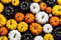 Colorful Pumpkins on Thanksgiving and Halloween Fall Autumn Season Holiday Background AI Generated