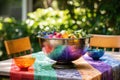 colorful punch bowl on a decorated garden table Royalty Free Stock Photo