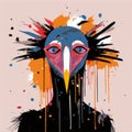 Colorful Punk Art: Expressive Harpy Humanoid With Minimalist Proportions