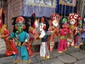 Colorful puppets on a street in central Kathmandu. Nepal Royalty Free Stock Photo
