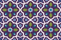 Colorful purple Moroccan ethnic geometric floral tile art oriental seamless traditional pattern. design for background, carpet, Royalty Free Stock Photo