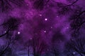 Colorful purple night sky background with nebula and stars