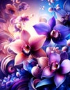 Colorful Purple and Pink Artsy Fantasy Orchids