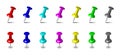 Colorful push pin collection set background Royalty Free Stock Photo