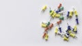 A colorful push pins isolated on a white background with copy space Royalty Free Stock Photo