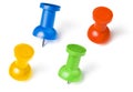 Colorful push pins set with shadows isolated on