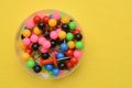 Colorful pushpins in the plastic box. pushpins are useful for affixing studies, bits of inspiration, or memos to a corkboard or