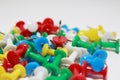 Colorful pushpins on white background Royalty Free Stock Photo