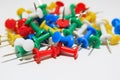 Colorful pushpins on white background Royalty Free Stock Photo