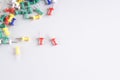 Colorful pushpins on a white background Royalty Free Stock Photo