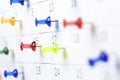 Pushpins on calendar Royalty Free Stock Photo