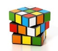 Colorful puzzle cube isolated on white background. 3D illustration