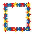Colorful puzzle frame border isolated on transparent background Royalty Free Stock Photo