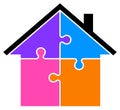 Colorful puzzle home clip art