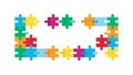 Colorful Puzzle Piece Frame: Teamwork & Problem-Solving, vector design Generative AI Royalty Free Stock Photo
