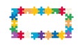 Colorful Puzzle Piece Frame: Unity and Problem-Solving Border, vector design Generative AI Royalty Free Stock Photo
