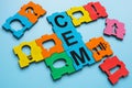Colorful puzzle pieces about Customer Experience Management CEM. Royalty Free Stock Photo