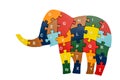 Colorful puzzle pieces isolated over white Royalty Free Stock Photo