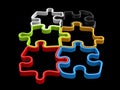 Colorful puzzle pieces that fit together Royalty Free Stock Photo