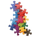Colorful puzzle pieces forming a group on white background Royalty Free Stock Photo