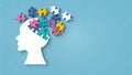 Colorful Puzzle Pieces in Head Silhouette Mind Thinking Problem Solving Concept Royalty Free Stock Photo