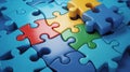 Colorful Puzzle Pieces Interlocking in a Complex Arrangement Royalty Free Stock Photo