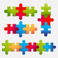 Colorful puzzle pieces vector illustration. Abstract puzzle pieces isolated on a white background. Puzzle design icon vector Royalty Free Stock Photo