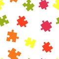 Colorful puzzle seamless background pattern. Vector illustration isolated on white background