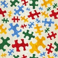 Colorful puzzle seamless pattern in wood texture Royalty Free Stock Photo