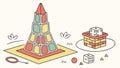 Colorful Pyramid Building Blocks Vector, Creative Play Design, vector design Generative AI Royalty Free Stock Photo