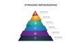 Colorful pyramid infographic template vector with 6 steps, list, levels diagram. Triangle segmented layout for presentation