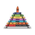 Colorful pyramid stack of crayons illustration for creative art and drawing activities vector Royalty Free Stock Photo