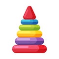 Colorful Pyramid Toy, Cute Plastic Plaything for Toddler Kids Flat Vector Illustration