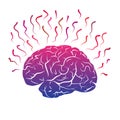 Colorful qradient brain mark with strikes and lines.