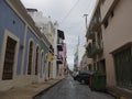 Colorful quaint buildings and cobblestone street at the Old San Juan district