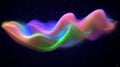 Colorful quantum waves undulating in a dark cosmic background create a mesmerizing visual experience at dawn